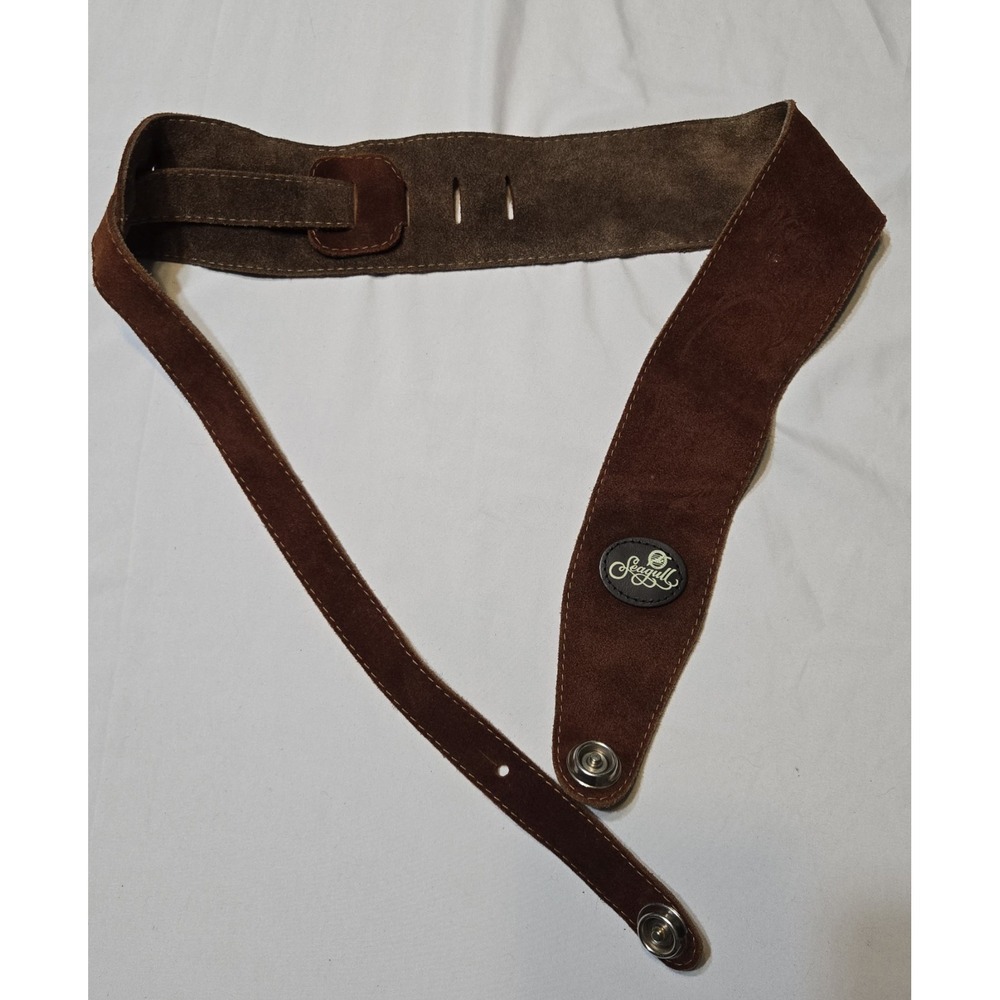 Seagull Gen Brown Suede Leather Guitar Strap Dunlop Straplok System *Strap Only*